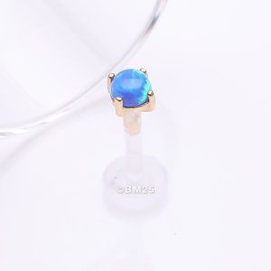 14 Karat Gold Fire Opal Prong Set Top Bio-Flex Labret